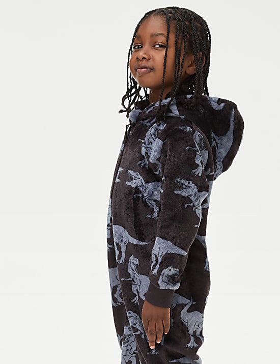 Slaappakje van fleece met capuchon en dinosaurusmotief (1-7 jaar)