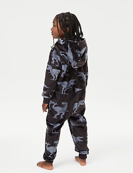 Slaappakje van fleece met capuchon en dinosaurusmotief (1-7 jaar)