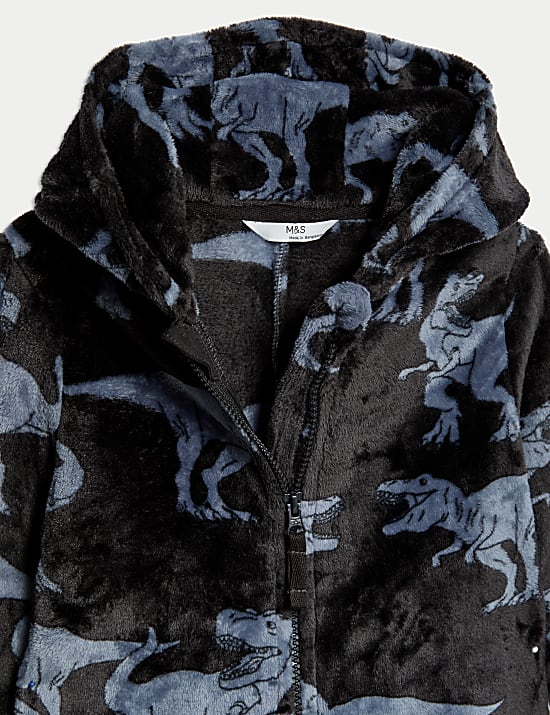 Slaappakje van fleece met capuchon en dinosaurusmotief (1-7 jaar)