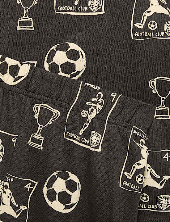 Pure Cotton Football Print Pyjama Set (1-16 Yrs)