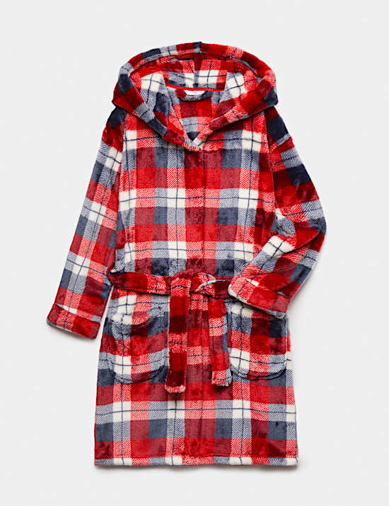 Kids' Fleece Red Checked Dressing Gown (1-16 Yrs)
