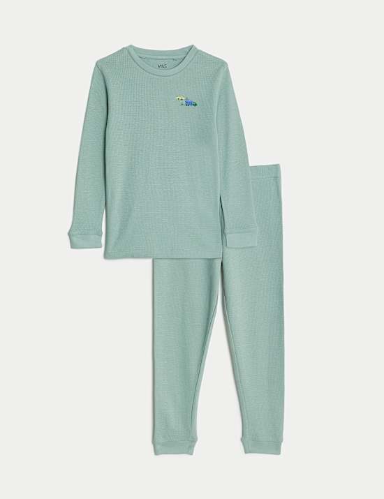 Pure Cotton Waffle Transport Pyjamas (1-8 Yrs)
