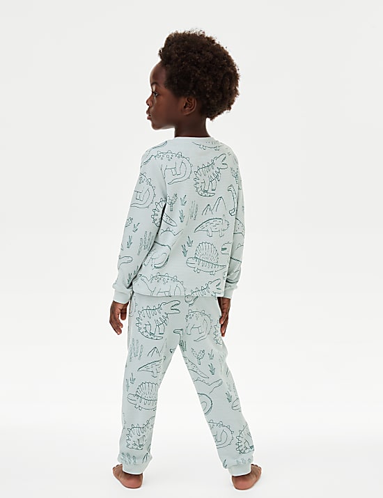 Piyama Katun Murni Motif Dinosaurus (1-8 Thn)