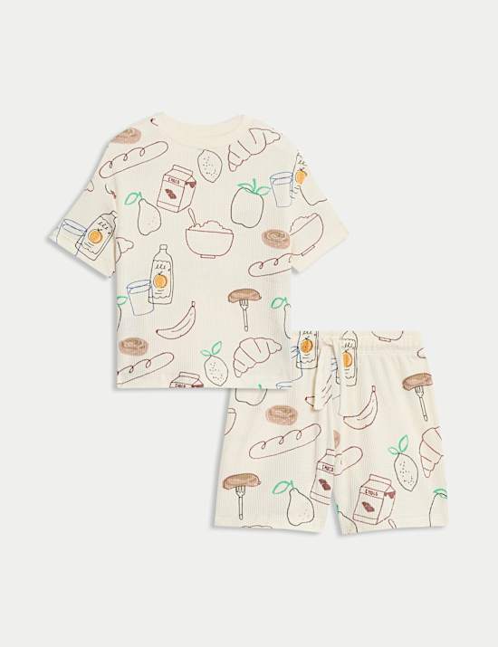 Cotton Blend Waffle Breakfast Pyjamas (1-16 Yrs)