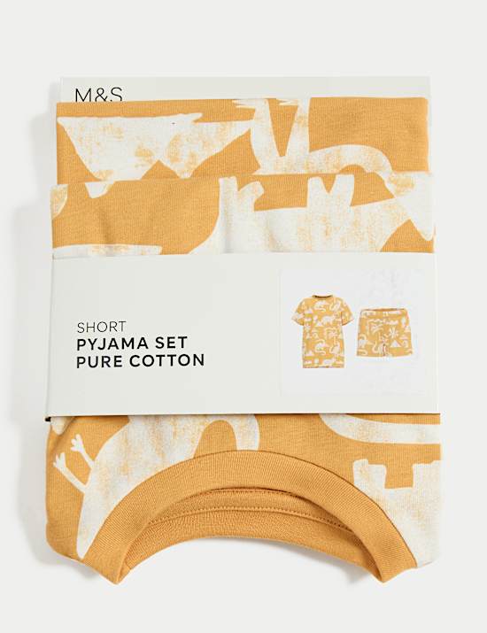 Piyama Celana Pendek Katun Murni Motif Dinosaurus (1-3 Tahun)