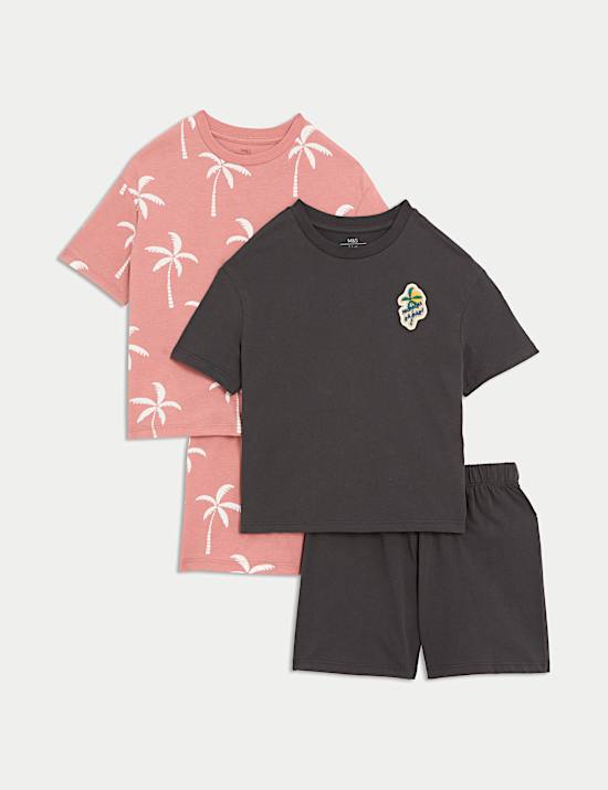 2pk Pure Cotton Palm Tree Pyjamas (1-16 Yrs)