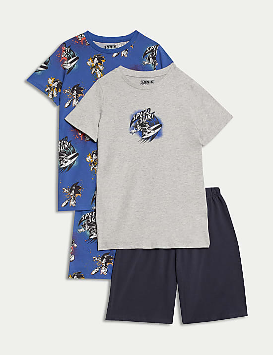 2pk Pure Cotton Sonic The Hedgehog™ Pyjamas (3-14 Yrs)