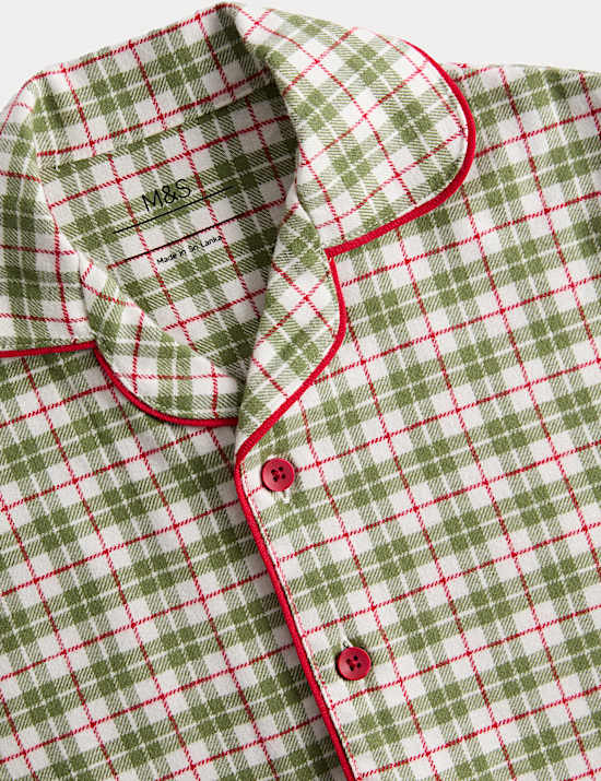 Pure Cotton Christmas Checked Revere Pyjamas (1-10 Yrs)