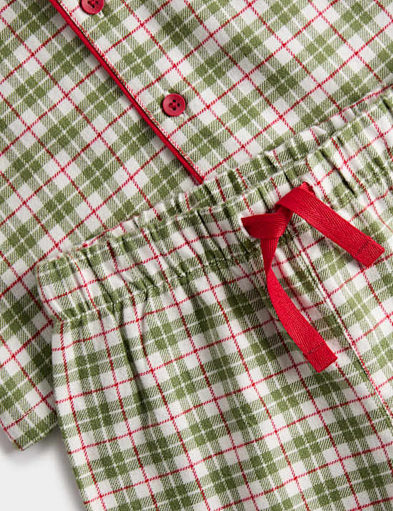 Pure Cotton Christmas Checked Revere Pyjamas (1-10 Yrs)