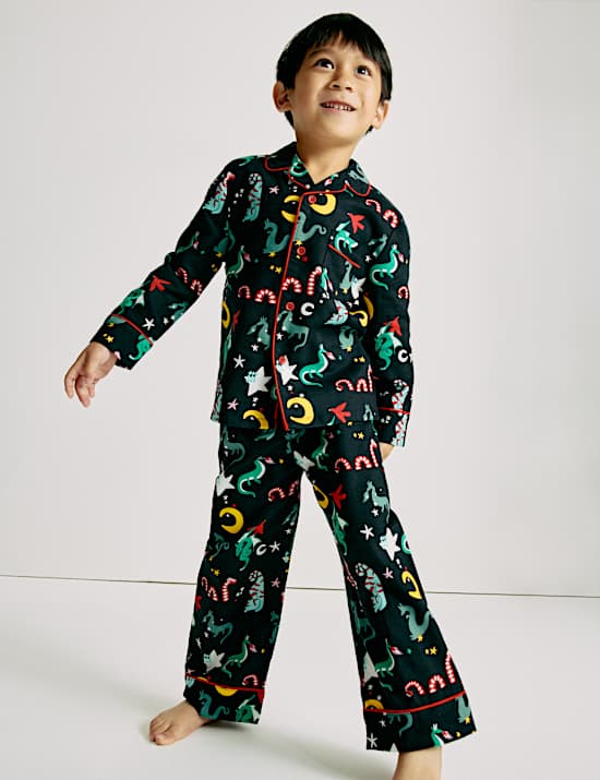 Pure Cotton Dragon Print Pyjamas (0-10 Yrs)