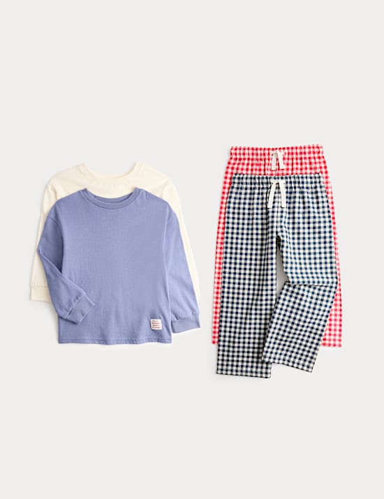 Kids' 2 Pack Pure Cotton Gingham Pyjama Sets (1-8 Years)