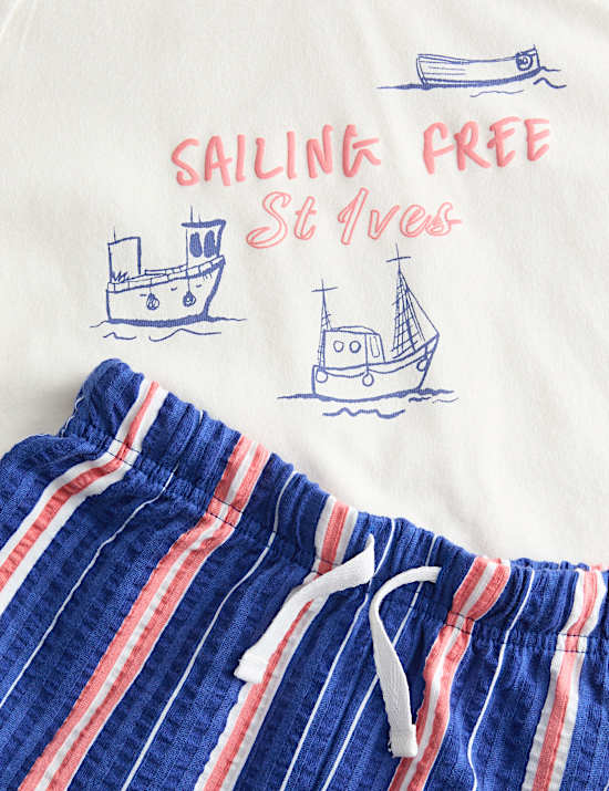 Pure Cotton Sailing Graphic Pyjamas (1-8 Yrs)