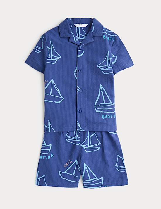 Kids&rsquo; Boat Graphic Revere Short Pyjamas (1-8 Years)