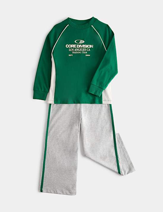 Pure Cotton Sports Style Slogan Pyjamas (1-8 Yrs)