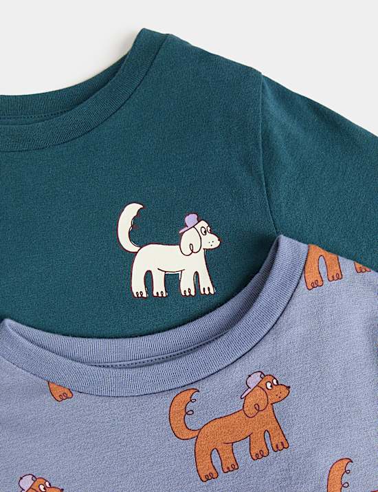 2 Pack Pure Cotton Dog Pyjama Sets (1-8 Yrs)