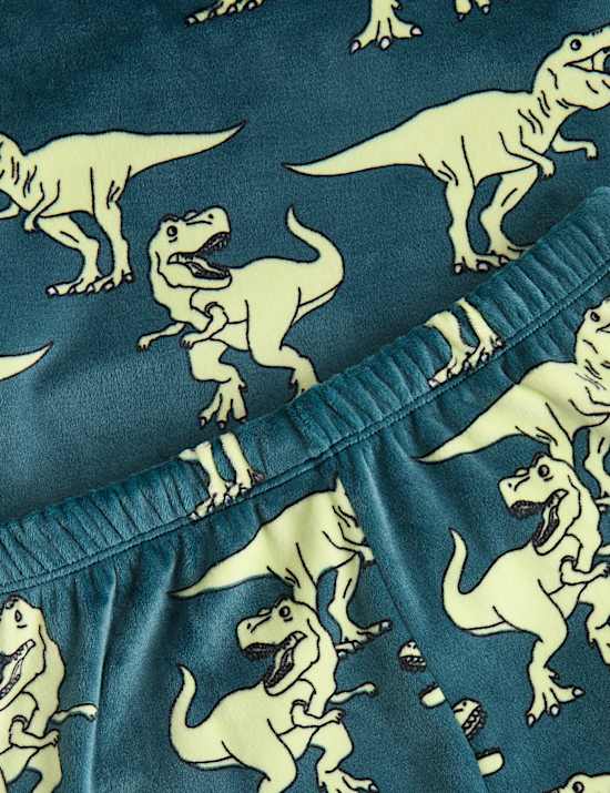 Pyjama en velours &agrave; motif dinosaure (du 1 au 8 ans)