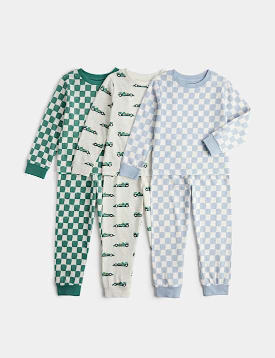3 Pack Pure Cotton Transport Pyjama Sets (12 Mths-8 Yrs)