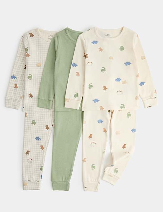 3 Pack Dino Graphic Pyjama Sets (12 Mths-8 Yrs)