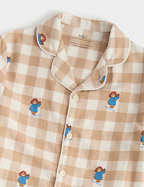 סט פיג'מה משובצת Paddington&trade;&lrm; עם צווארון מחויט