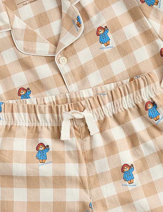 סט פיג'מה משובצת Paddington&trade;&lrm; עם צווארון מחויט