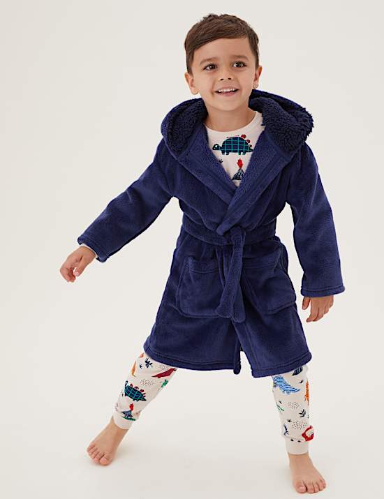 Ochtendjas van fleece met dinosaurusmotief (1-7 jaar)