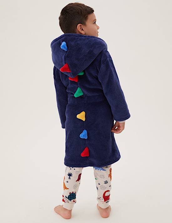 Ochtendjas van fleece met dinosaurusmotief (1-7 jaar)