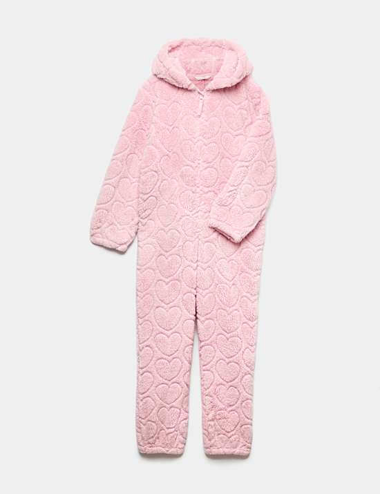 Kids' Fleece Pink Carved Heart Onesie (3-16 Yrs)