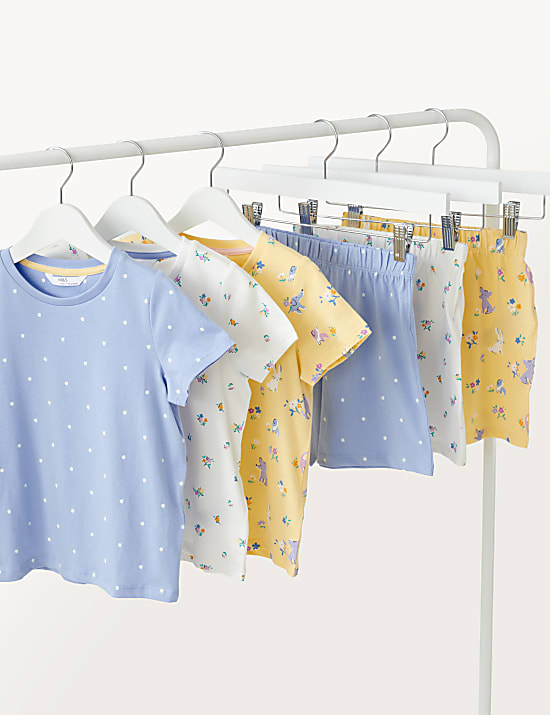 3pk Pure Cotton Patterned Short Pyjama Sets