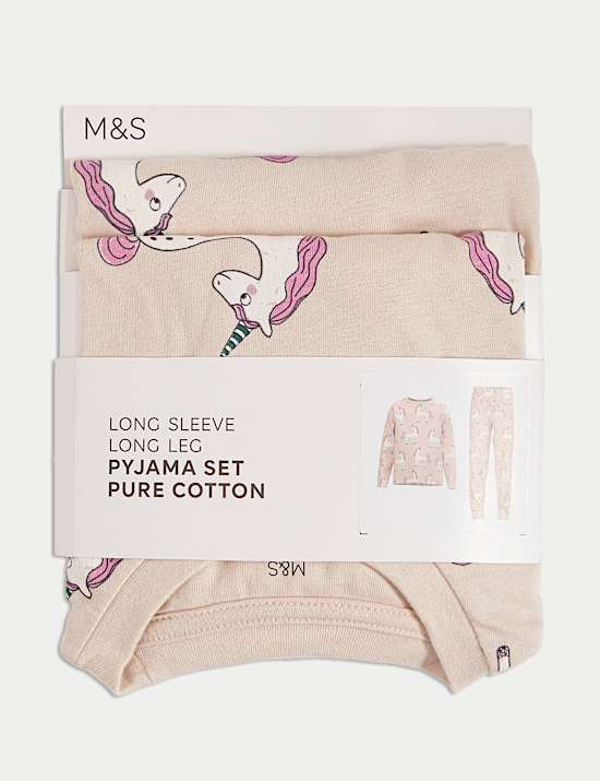 Pure Cotton Unicorn Print Pyjama Set (12 Mths - 8 Yrs)