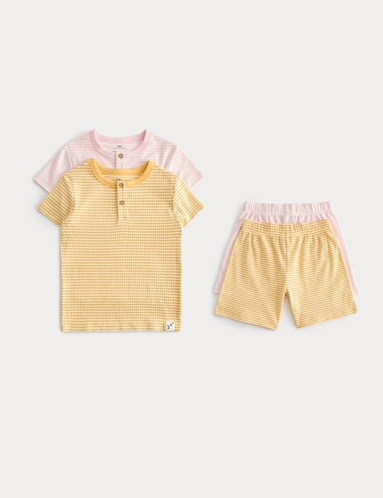 2 Pack Henley Ribbed Short Pyjamas (9 Mths-8 Yrs)