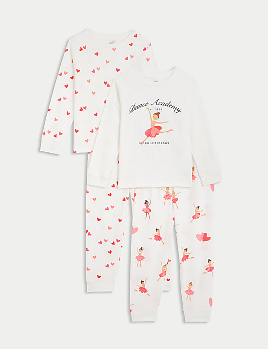 2pk Pure Cotton Ballerina Pyjama Sets (1-8 Yrs)