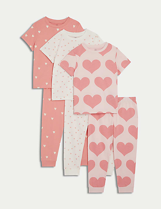 Lot de 3&nbsp;pyjamas 100&nbsp;% coton à motif cœurs (du 1&nbsp;au 16&nbsp;ans)