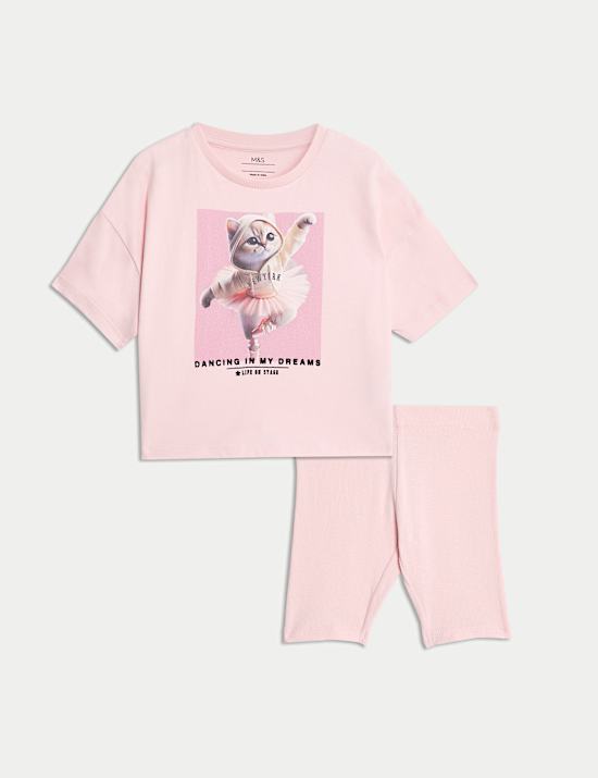 Cotton Rich Ballet Cat Pyjamas (1-8 Yrs)