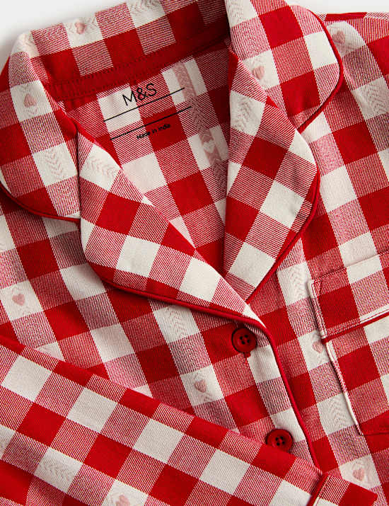 Pure Cotton Gingham Revere Pyjamas (1-16 Yrs)