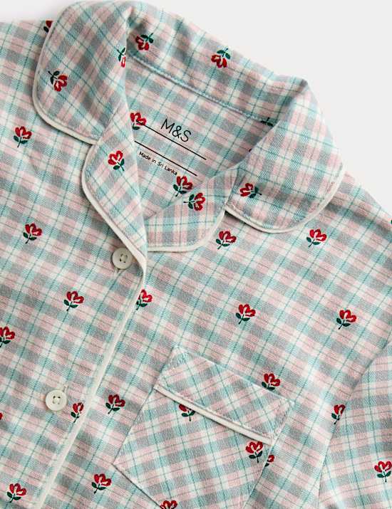 Kids' Pure Cotton Floral Check Revere Pyjamas (12 Mths-8 Yrs)