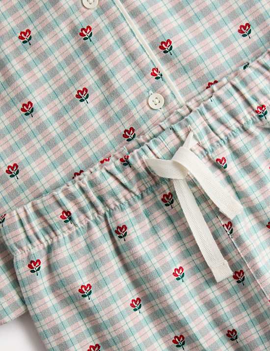 Kids' Pure Cotton Floral Check Revere Pyjamas (12 Mths-8 Yrs)