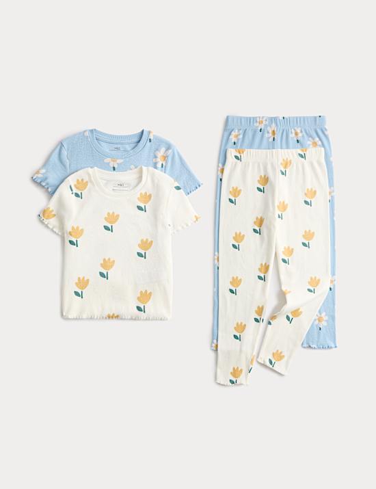 2 Pack Cotton Rich Floral Pyjama Sets (1-8 Yrs)