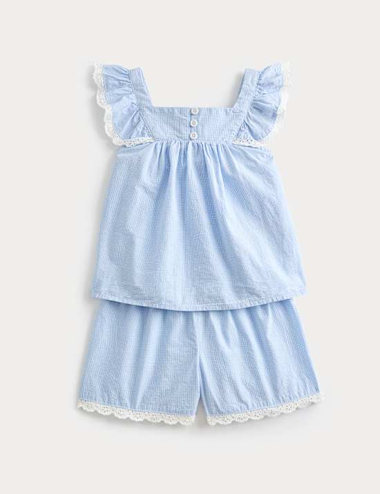 Pijama corto infantil de rayas azules 100 % algod&oacute;n (1-8 a&ntilde;os)
