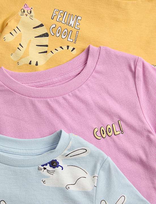 Kids' 3 Pack Pure Cotton Animal Pyjama Sets (1-8 Yrs)