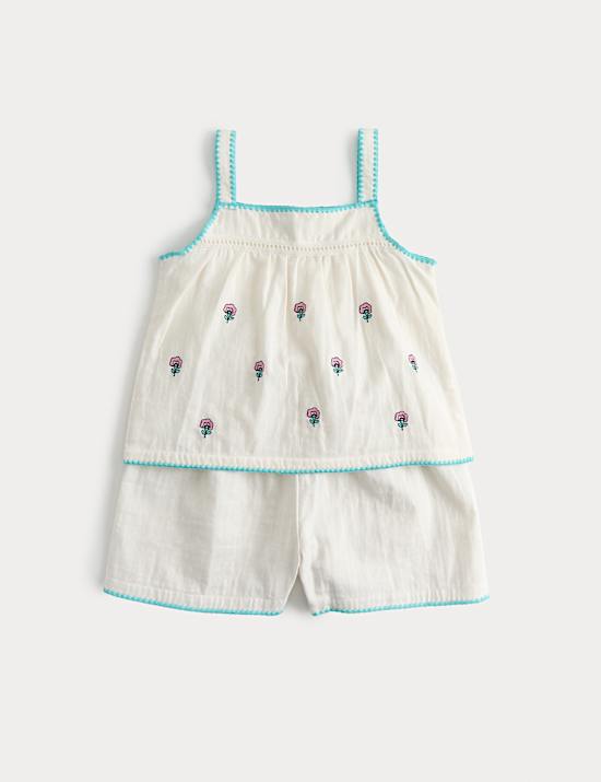 Pure Cotton Embroidered Short Pyjamas (1-8 Yrs)