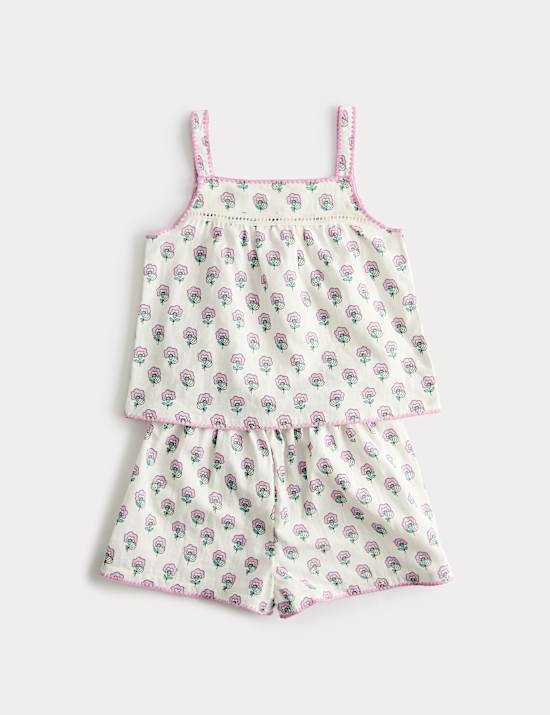 Pure Cotton Flower Print Pyjamas (1-8 Years)