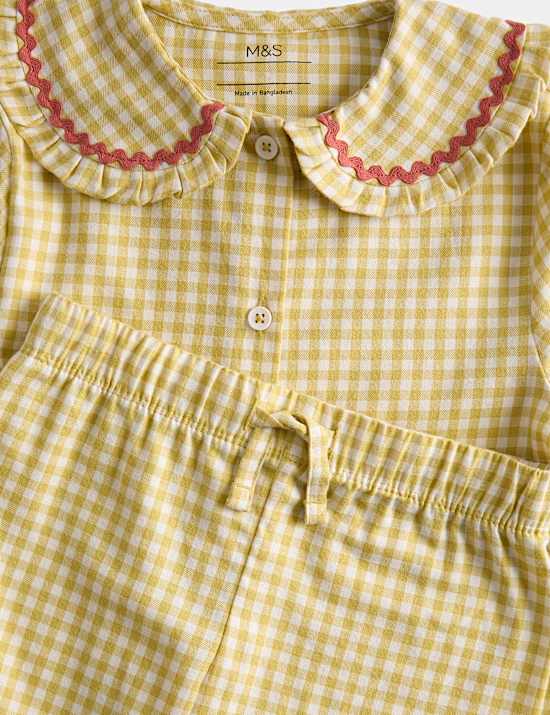 Pure Cotton Frill Checked Pyjamas (9 Mths - 8 Yrs)