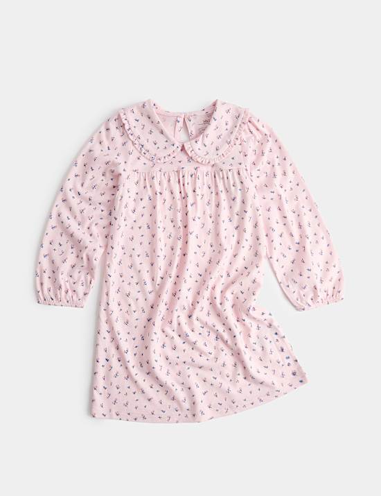 Cotton Blend Ditsy Floral Collared Nightdress (1-8 Yrs)