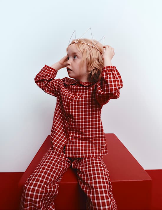Pure Cotton Checked Revere Pyjama Set