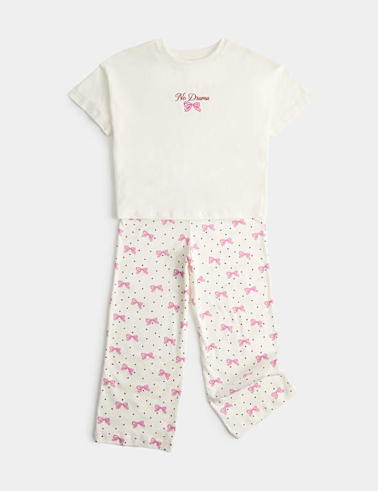 Pure Cotton Bow Pyjamas (1-16 Yrs)