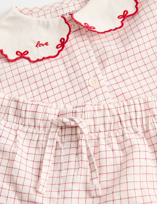 Pure Cotton Gingham Dog Print Revere Pyjama Set (1-8 Yrs)