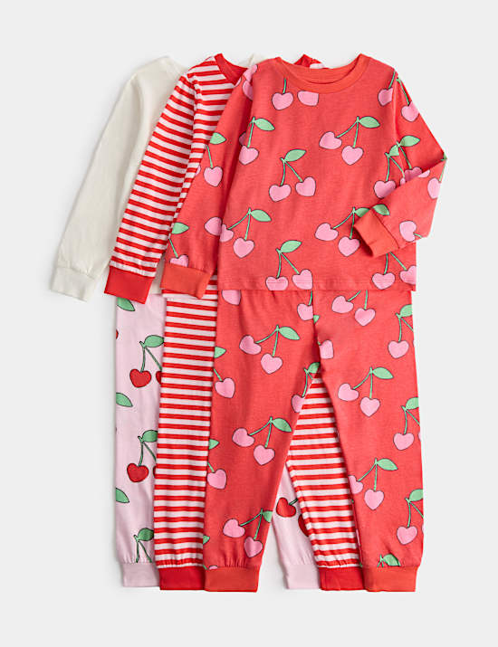 Lot de 3 ensembles pyjamas 100 % coton &agrave; motif graphique fruit (du 12 mois au 8 ans)