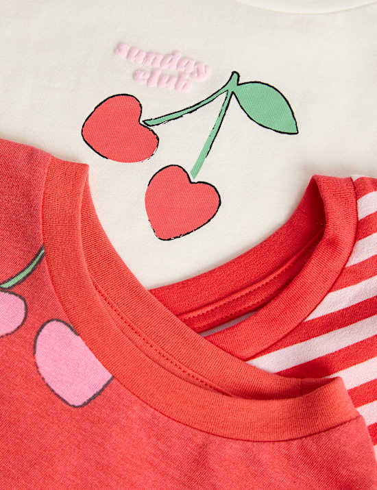 Lot de 3 ensembles pyjamas 100 % coton &agrave; motif graphique fruit (du 12 mois au 8 ans)
