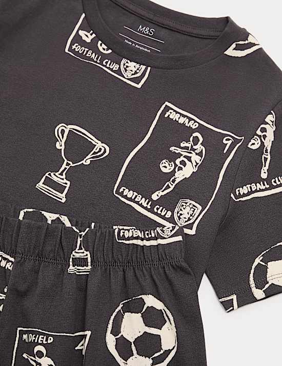 Pure Cotton Football Print Short Pyjamas (1-16 Yrs)