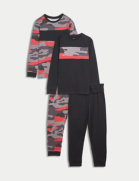 Lot de 2&nbsp;pyjamas 100&nbsp;% coton &agrave; motif camouflage (du 6&nbsp;au 16&nbsp;ans)